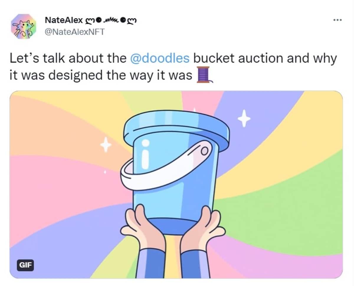 Tweet de Nate Ale à propos de Bucket Auction