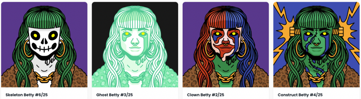 Illustrations numériques d'une femme représentée comme diverses icônes de la culture pop d'horreur.