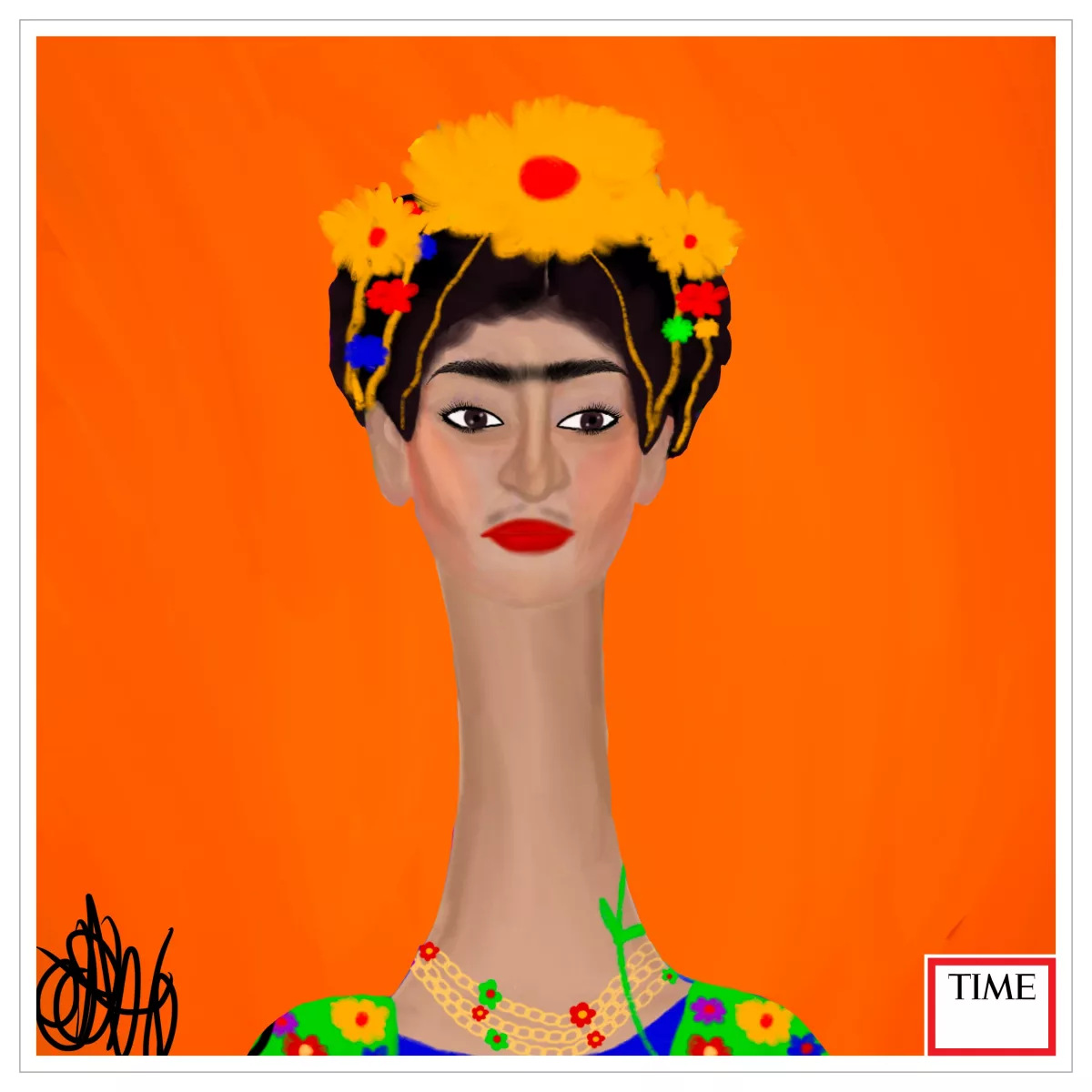 Cravate longue Frida Kahlo