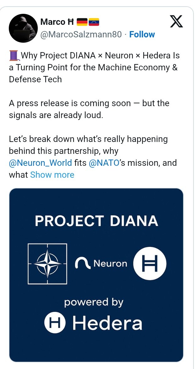 Hedera entre dans le secteur de la défense alors que Neuron rejoint le projet DIANA de l'OTAN pour les systèmes autonomes de nouvelle génération